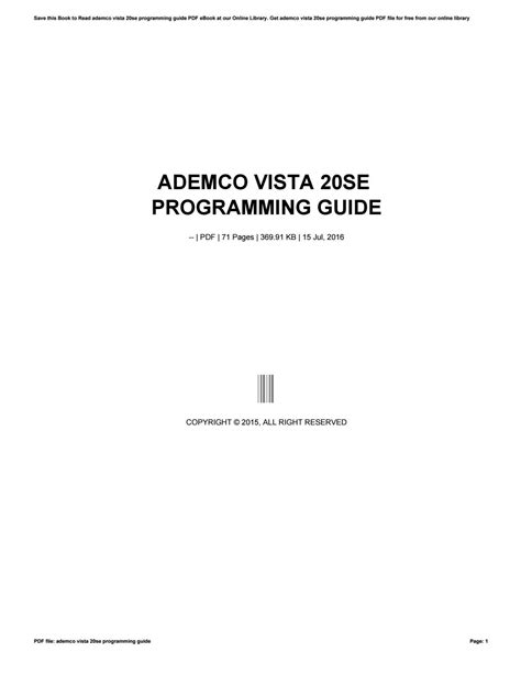 Ademco vista 20se programming guide by tfta45ellies - Issuu