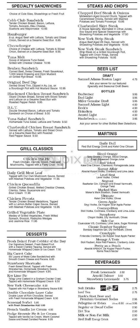 Menu of Daily Grill in Los Angeles, CA 90048