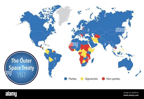 World map with the countries that have signed and ratified the Outer ...