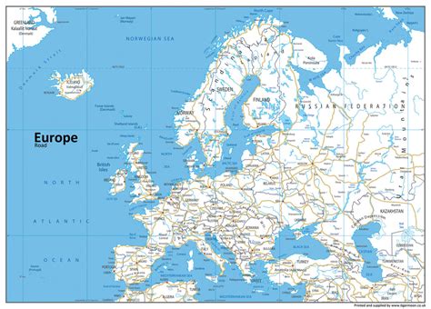 Europe Road Mounted Map | I Love Maps