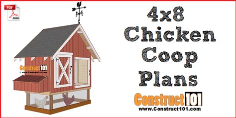 4x8 Chicken Coop Plans - Free PDF Download - Material List - Construct101