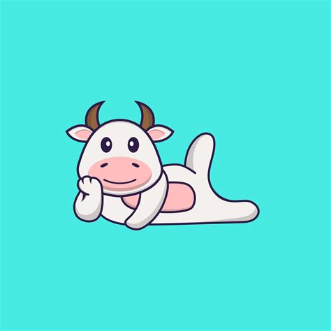 Cute cow lying down. Animal cartoon concept isolated. Can used for t-shirt, greeting card ...