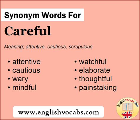 Synonym for Careful, what is synonym word Careful - English Vocabs