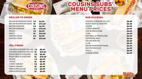 Cousins Subs Menu Prices + Free Chips & Fries (2024)