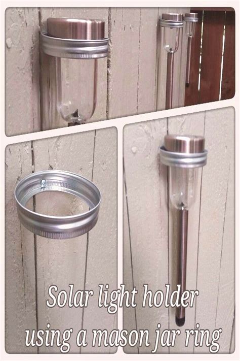 Cheap an easy mason jar rings are used to hold solar lights on backyard fence | Cheap solar ...