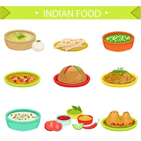 Premium Vector | Indian food signature dishes illustration set