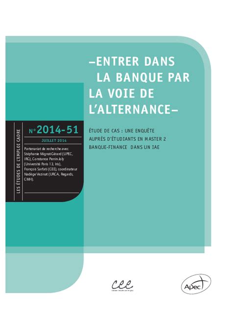 (PDF) Entrer dans la banque par la voie de l'alternance | Perrin-Joly Constance - Academia.edu