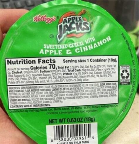 Apple Jacks Cereal - 0.63 oz, Nutrition Information | Innit