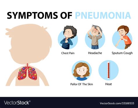 Symptoms pneumonia cartoon style infographic Vector Image