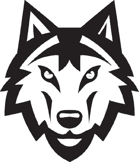 Una cabeza de lobo con un logo en blanco y negro. | Vector Premium