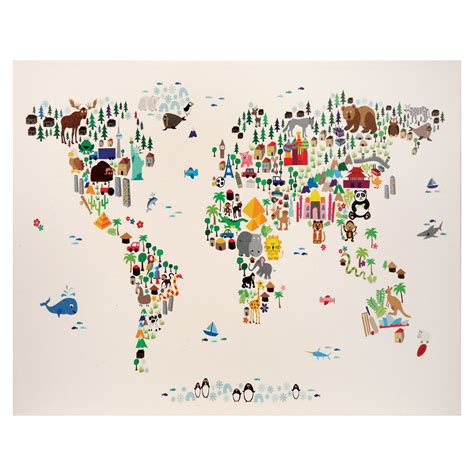 Illustrated World Map Canvas | 1 Review | 5 Stars | Signals | HT5852