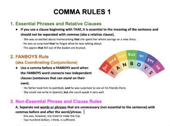 Results for basic comma rules worksheets | TPT