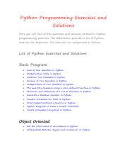 Python Programming Exercises and Solutions | Course Hero