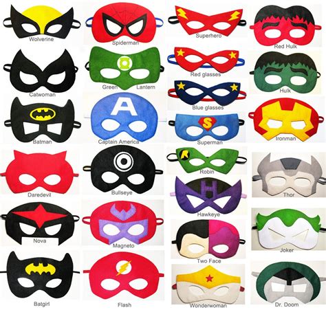 25 felt Superhero Masks party pack YOU CHOOSE STYLES Dress