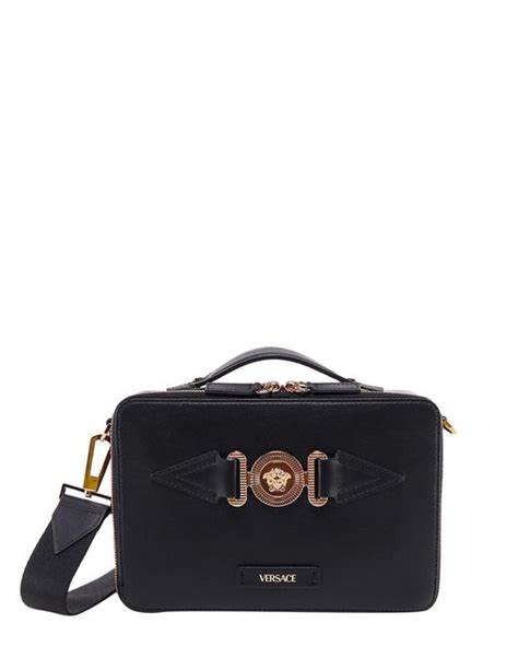 Versace Leather Shoulder Bag - Men in Black for Men | Lyst