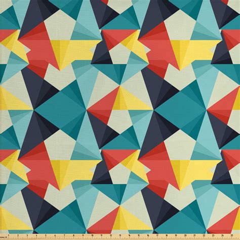 Abstract Fabric by The Yard, Colorful Geometric Triangles Fractal ...