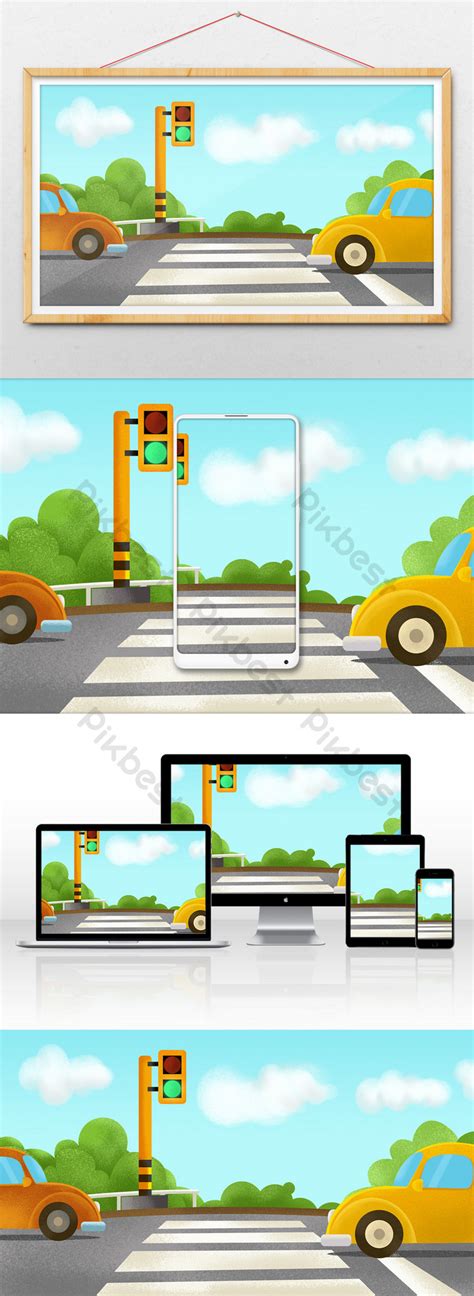 Cartoon Drawing Road Illustration Illustration | PSD Free Download ...