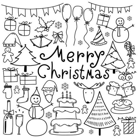 Digital Download Clip Art Set. Hand Drawn Christmas Doodle Clipart - Instant Download DOWNLOAD ...