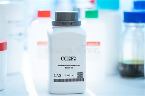 CCl2F2 Dichlorodifluoromethane Freon-12 CAS 75-71-8 Chemical Substance in White Plastic ...