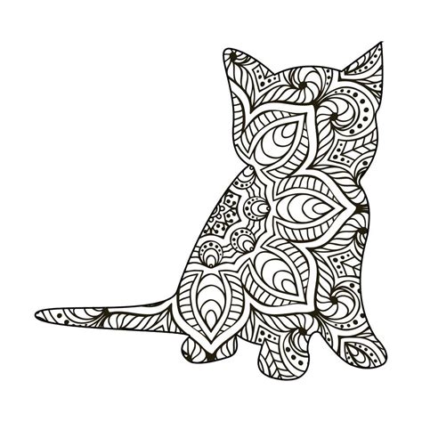 Mandala Cat Coloring Page For Kids 7848752 Vector Art at Vecteezy