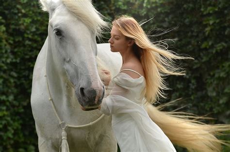 girl, daydreaming, horse, daydream, woman, lady, portrait, outdoor ...