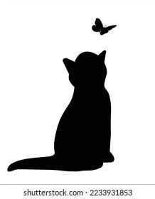 Black Cat Butterfly Silhouette On White Stock Vector (Royalty Free) 2233931853 | Shutterstock