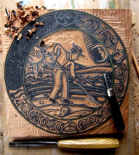 woodblock carving process | This is a block being carved fro… | Flickr