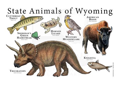 Wyoming State Animals Poster Print | Etsy