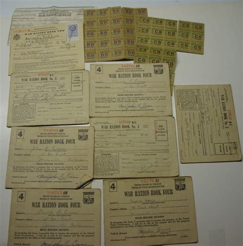 World War 2 WW2 Ration Stamps 7 Books Large Lot Fuel Flour Tanks Guns Planes | #4549644637