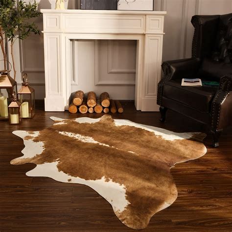 BENRON Large Cowhide Rug 5.3x6.2ft Area Rug Traditional Animal Rug ...