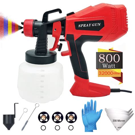 Eiflow 800W HVLP Electric Paint Sprayer with 3 Metal Nozzles, 1200ml Container & Trigger for ...