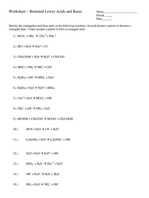 Bronsted Lowry Acids And Bases Worksheet - Fill and Sign Printable ...