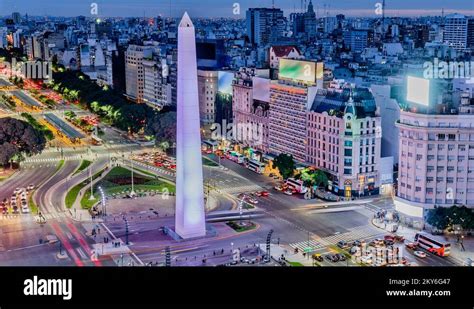 Argentina Buenos Aires night time lapse of downtown with obelisco HD ...