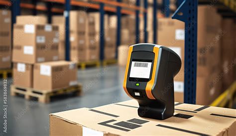 RFID scanner technology in a warehouse for inventory management Stock ...