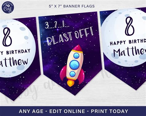 Space Party Banner Space Party Decorations Personalised - Etsy