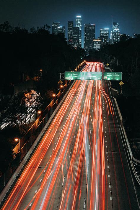 Highway leading to downtown Los Angeles at night Photograph by Sorin V - Fine Art America