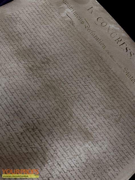 National Treasure 2: Book of Secrets Declaration of Independence - UV Back replica movie prop