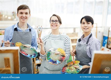 Group of Students in Art Class Stock Photo - Image of three, smiling: 137861680