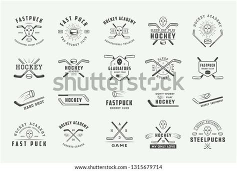 Set Vintage Hockey Emblems Logos Badges Stock Vector (Royalty Free ...