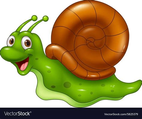 illustration of Cute cartoon snail on white background. Download a Free ...