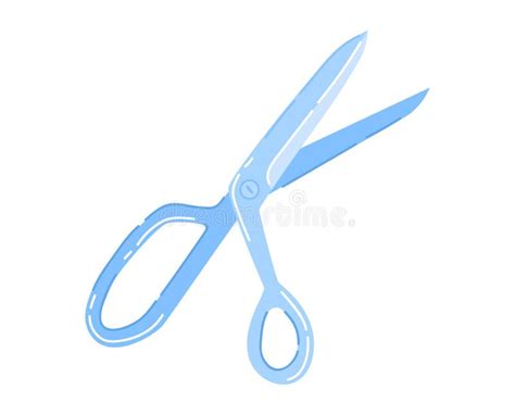 Blue Scissors Open on White Background. Simple Office Scissors, Stationery Concept. Vector ...