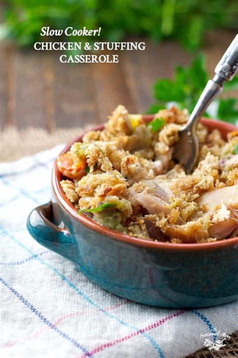 Slow Cooker Chicken and Stuffing Casserole - The Seasoned Mom