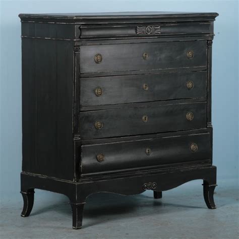 Beautiful Antique Danish Rich Black Distressed Chest of Drawers Dresser ...