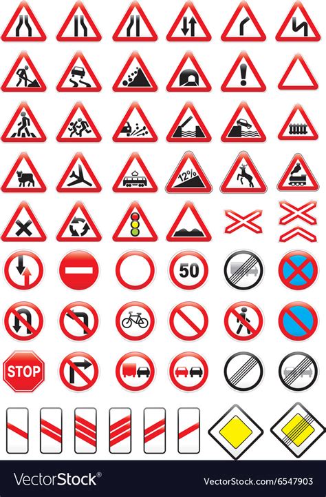 Set of glossy road signs Royalty Free Vector Image