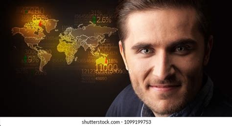 Portrait Young Businessman World Map Numbers Stock Photo 1201692289 | Shutterstock