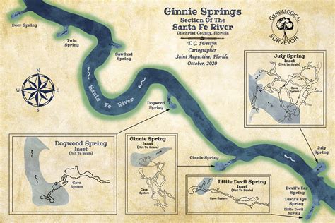 Ginnie Springs Section Map of the Santa Fe River Florida - Etsy Singapore