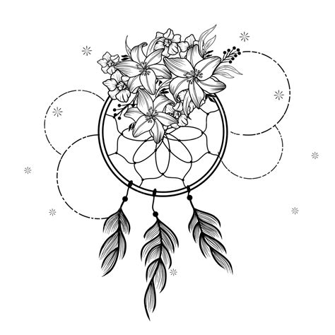 Aesthetic Dream Catcher Flower Coloring Page, Dream Catcher, Flower ...