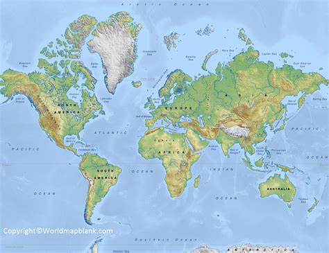 World Physical Map Physical Map Of World World Map A Physical Map Of ...