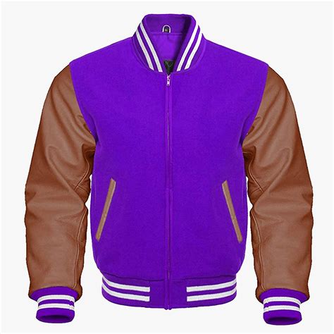 Men's Clothing Satin Varsity Letterman Jacket with Purple Satin Sleeves all colors Available Men