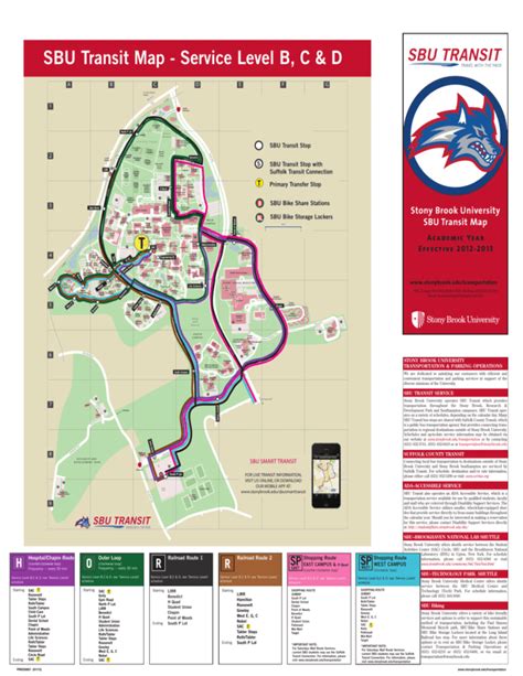 SBU Transit Map - Service Level B, C & D